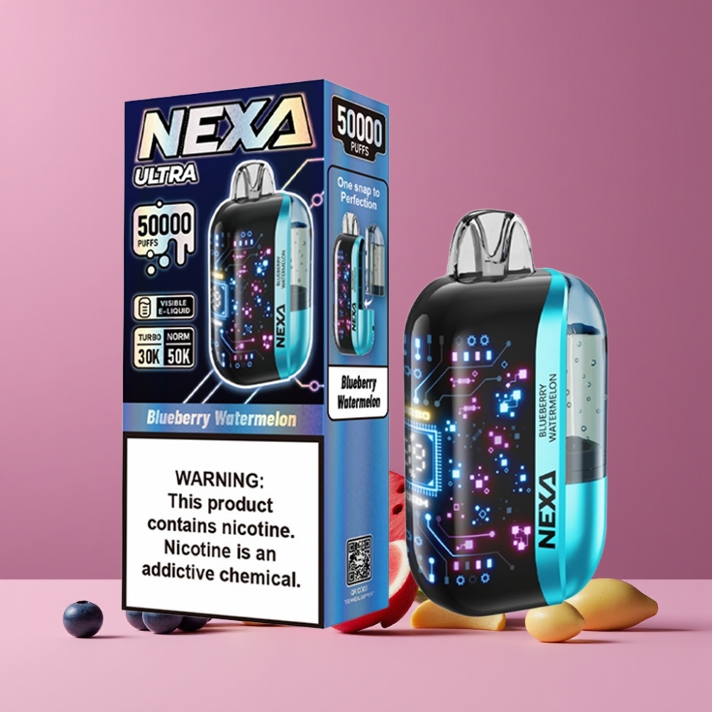 NEXA Ultra 50K ブルーベリー スイカ ジャパン まとめ買い 20ml 800mah 5% 0.9ohm デュアルメッシュ 3Dカーブドスクリーン Type-c