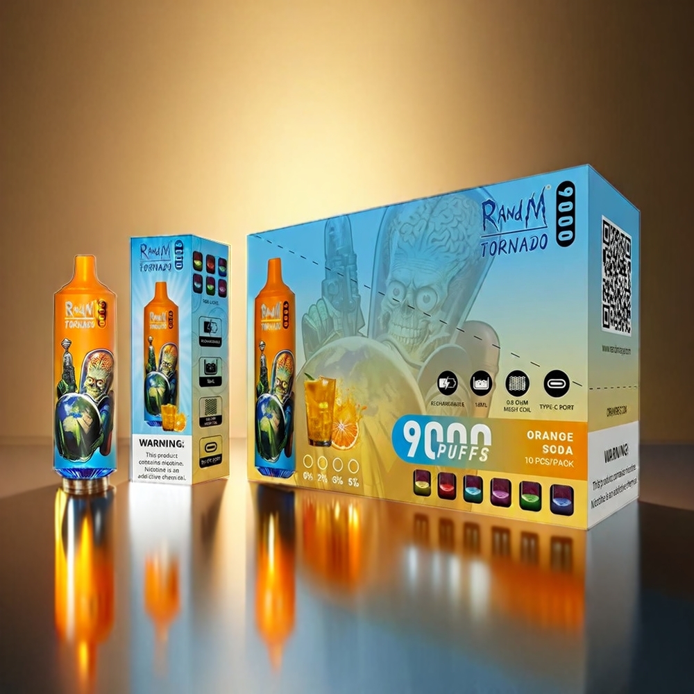 Fumot RandM Tornado 9000 Puffs 850mAh 18mL MeshCoil OrangeSoda ジャパン まとめ買い