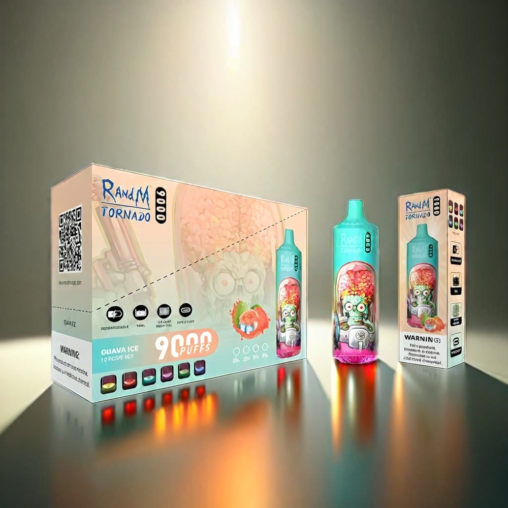 Fumot RandM Tornado 9000 Puffs 850mAh 18mL Mesh RGB グアバアイス ジャパン まとめ買い