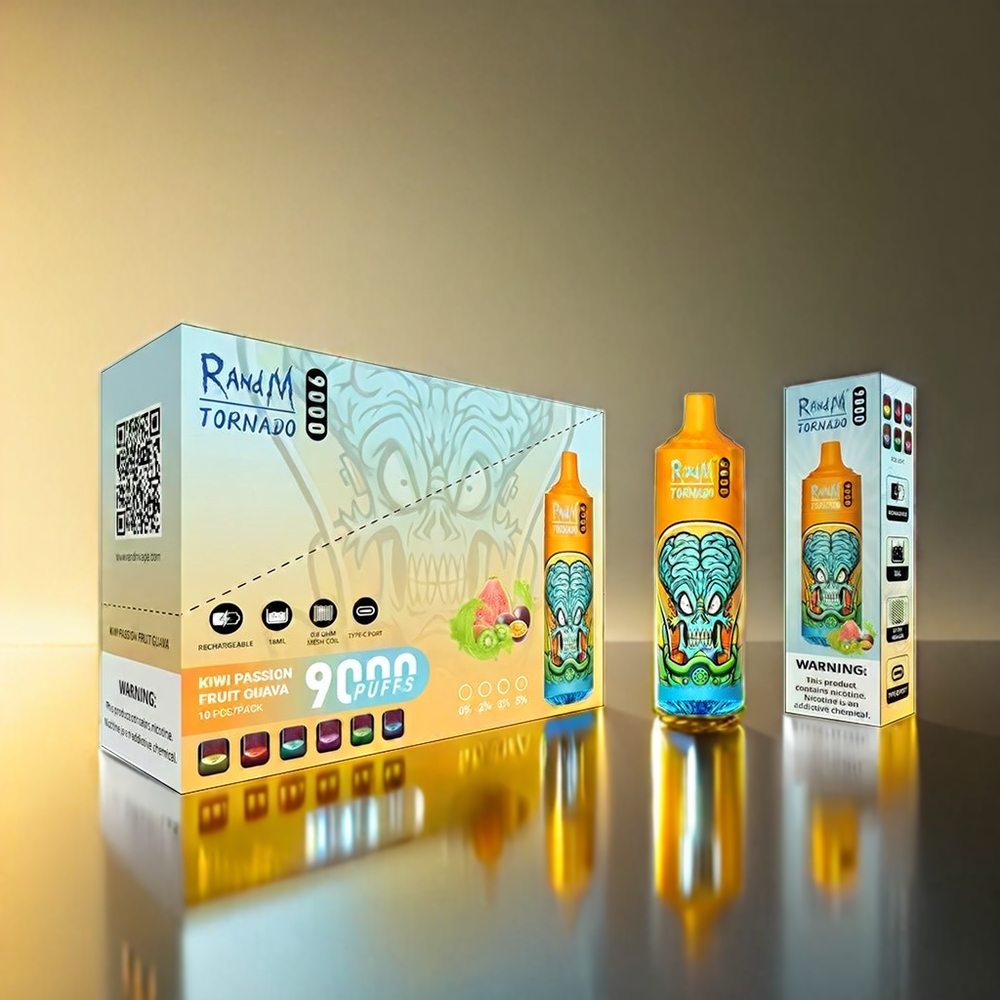 Fumot RandM Tornado 9000 Puffs 850mAh 18mL メッシュコイル RGBディスプレイ キウィパッションフルーツグアバ ジャパン まとめ買い
