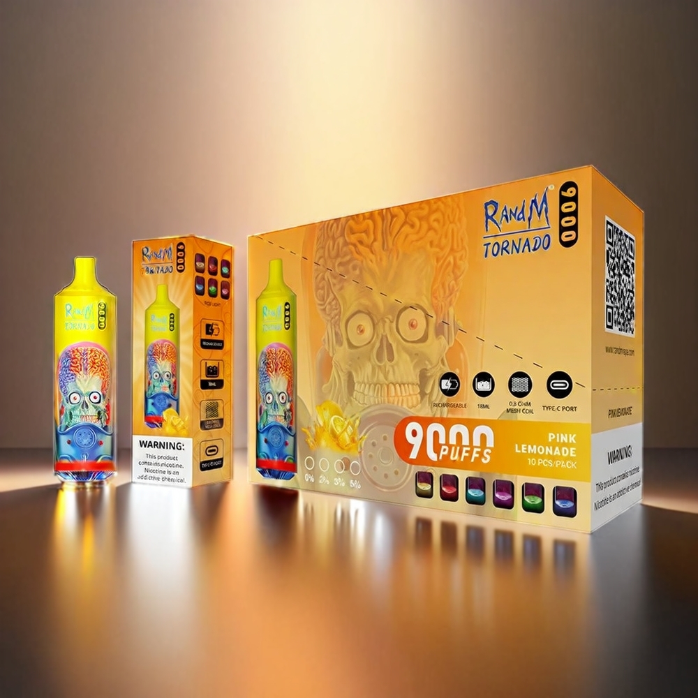 Fumot RandM Tornado 9000 Puffs 850mAh 18mL メッシュコイル ピンクレモネード ジャパン まとめ買い