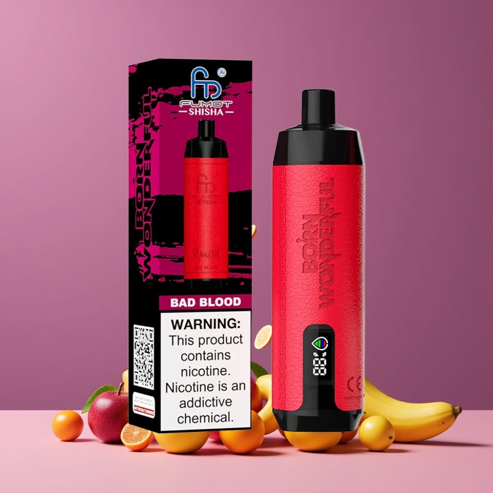 RandM Fumot Shisha 10000パフス Bad Blood(バッドブラッド) 18ml 0.5%ニコチン 850mAh 0.6ohmメッシュコイル ジャパン まとめ買い