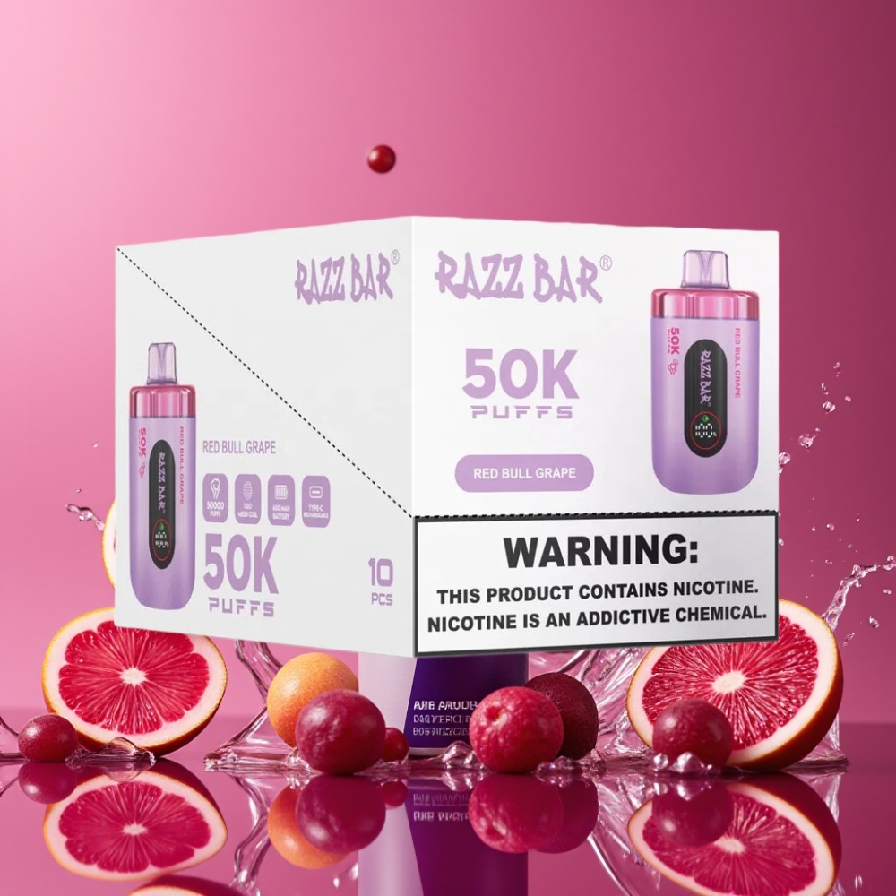 Razz Bar 50K レッドブルグレープ ジャパン まとめ買い 1.0Ohm 650mAh Type-C 2%