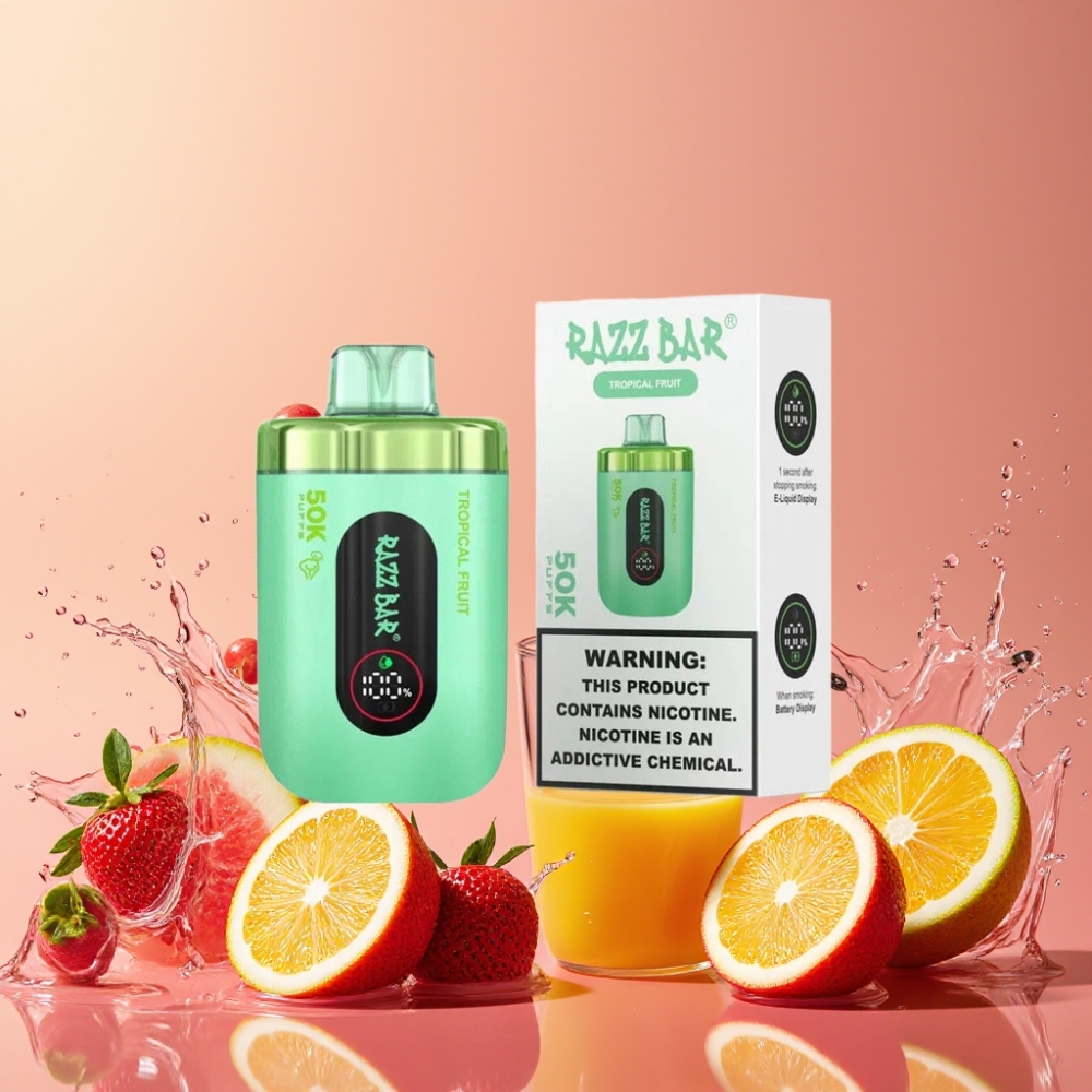 Razz Bar 50K Puffs トロピカルフルーツ ジャパン まとめ買い 1.0Ohm 650mAh Type-C 2%