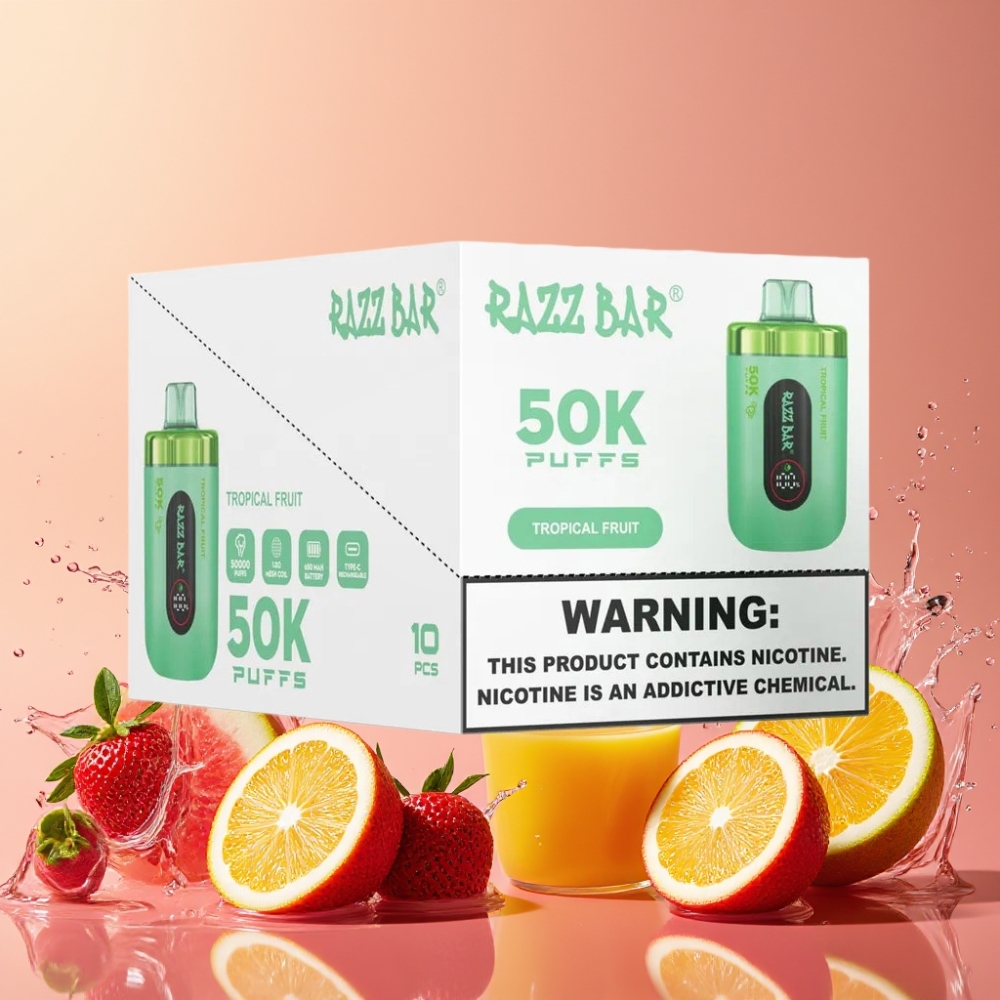 Razz Bar 50K Puffs トロピカルフルーツ ジャパン まとめ買い 1.0Ohm 650mAh Type-C 2%