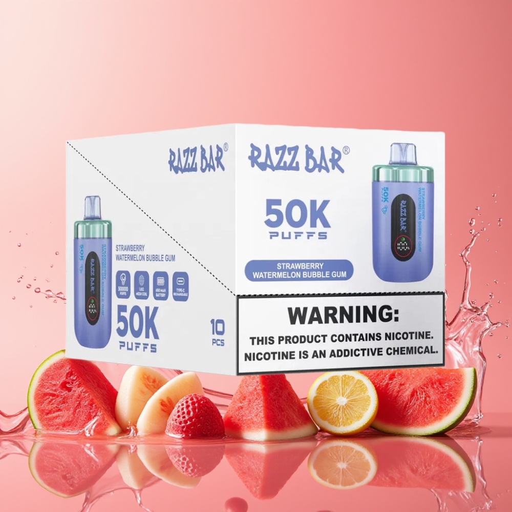 Razz Bar 50K Puffs いちごスイカバブルガム ジャパン まとめ買い Type-C 2%ニコチン 650mAh