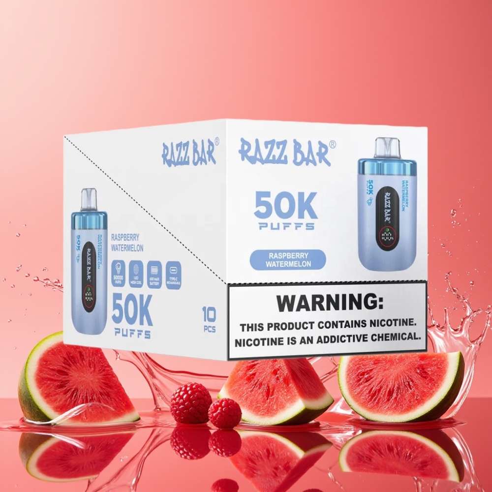 Razz Bar 50K Puffs ラズベリーウォーターメロン ジャパン まとめ買い Type-C リチャージャブル 2% ニコチン