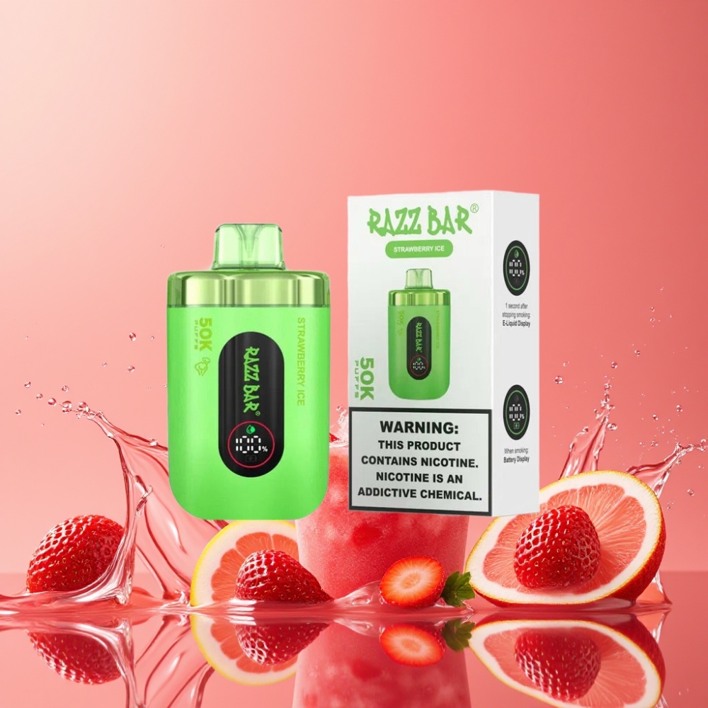 Razz Bar 50K Puffs ストロベリーアイス ジャパン まとめ買い Type-C充電式 2%ニコチン
