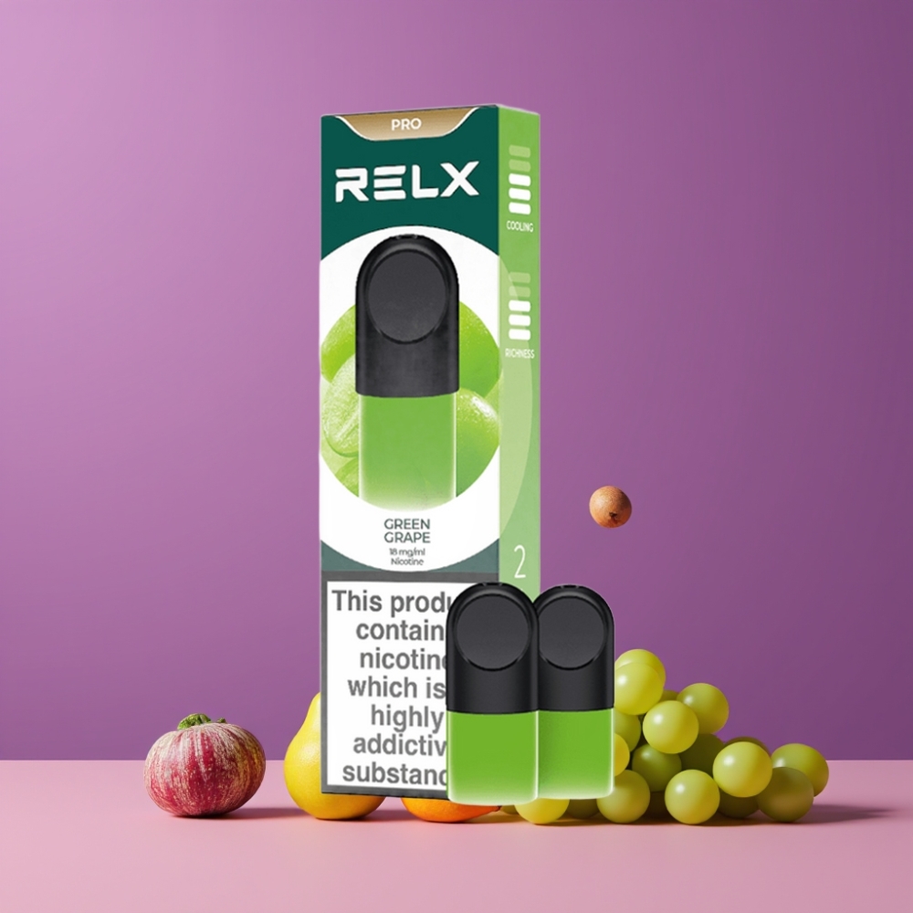 RELX Pod Pro 1口 グリーングレープ ジャパン まとめ買い 1.8%ニコチン 1.9ml スムーズリッチ