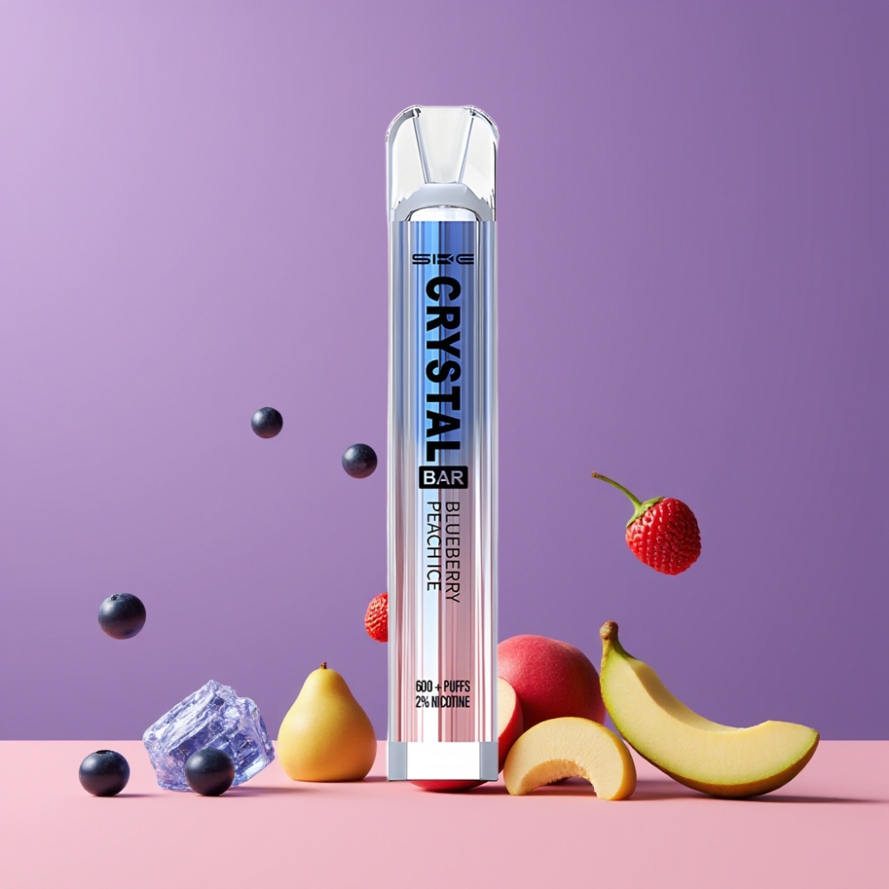 SKE Crystal Bar 600パフ ブルーベリーピーチアイス ジャパン まとめ買い 2.0ml メッシュコイル
