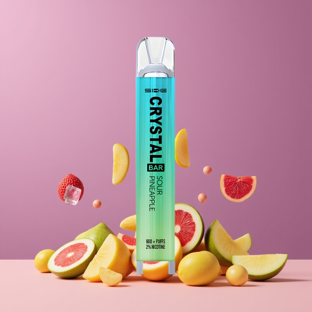 SKE Crystal Bar 600 パインアイス 600パフ 2.0ml ニコチン2% ジャパン まとめ買い ステンレススチール+メッシュコイル