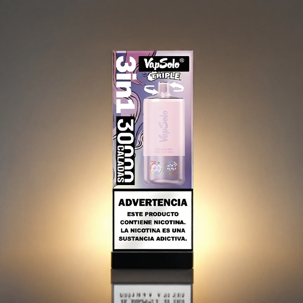 VapSolo Tripe 30000 Puffs 40ml 3タンク Type-C いちごバニラコーク ジャパン まとめ買い