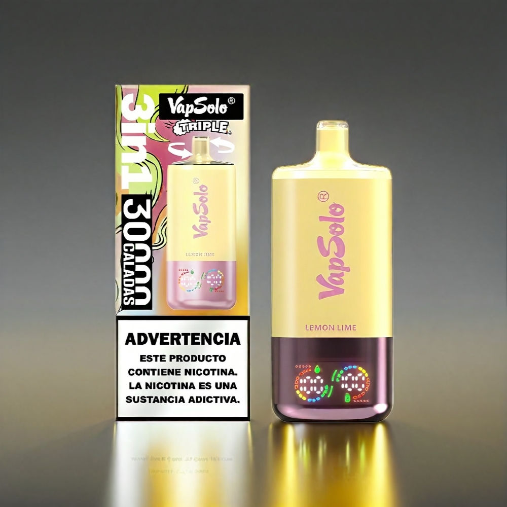 VapSolo Tripe 30000 Puffs 40ml Type-C 3タンク レモンライム ジャパン まとめ買い
