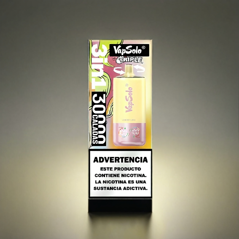 VapSolo Tripe 30000 Puffs 40ml Type-C 3タンク レモンライム ジャパン まとめ買い
