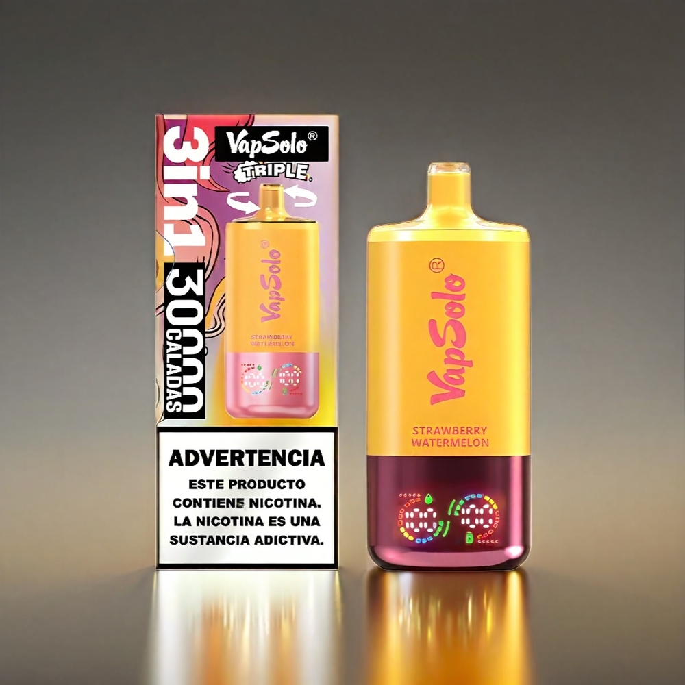 VapSolo Tripe 40ml 3タンク Type-C ストロベリーウォーターメロン＆レモンピーチ ジャパン まとめ買い