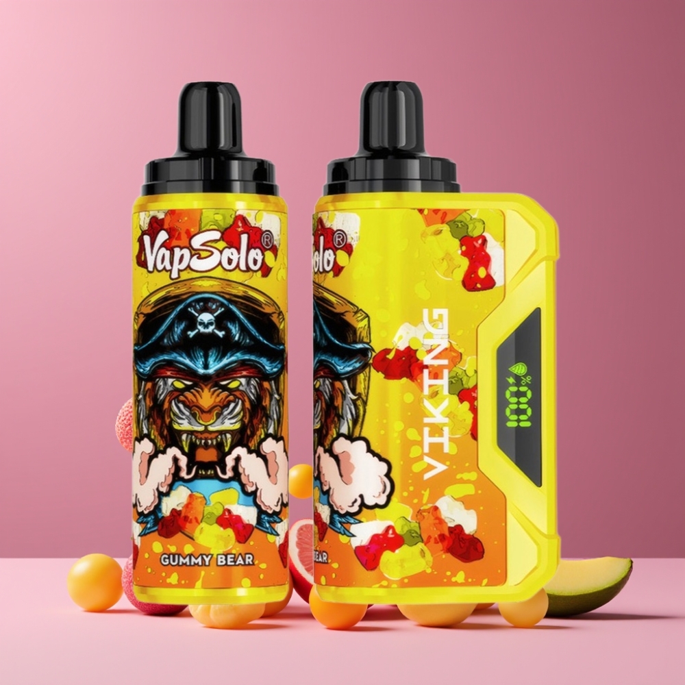 VapSolo VIKING 12000パフ グミベア味 ジャパン まとめ買い 22ml 50mg Type-C LED表示
