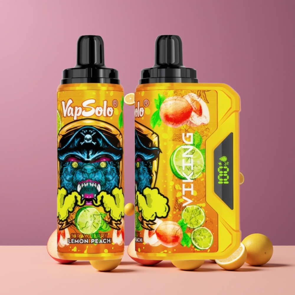 VapSolo VIKING 12000パフ レモンピーチ ジャパン まとめ買い 22ml Type-C LEDディスプレイ