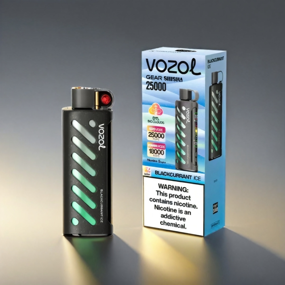 VOZOL Gear Shisha S.i.L.C Tech デュアルメッシュ 25000 Puffs ブラックカラントアイス ジャパン まとめ買い